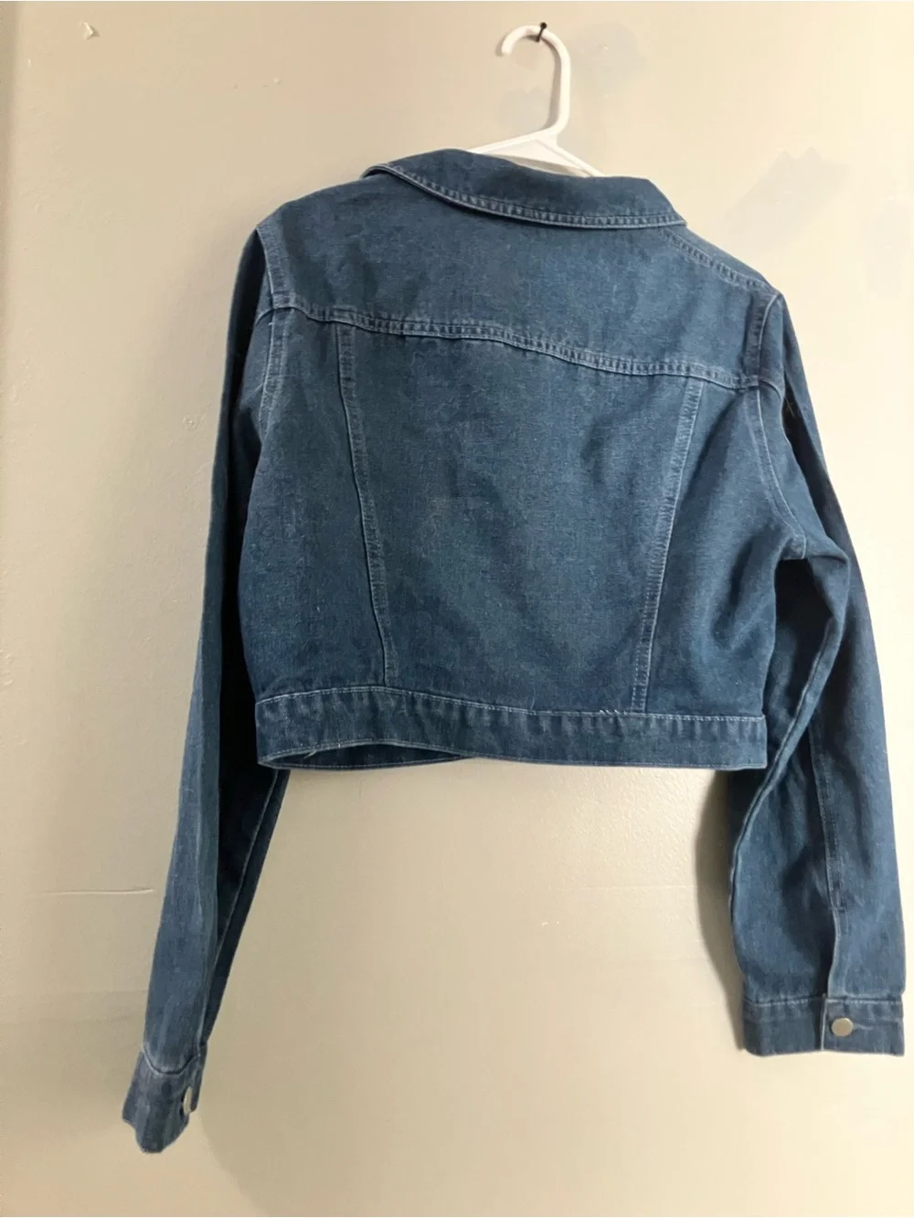 Denim Cropped Jacket - Dark Blue - Picture 4 of 4